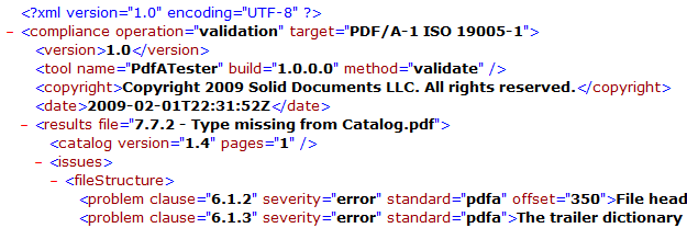 Open Report Format For Compliance Testing